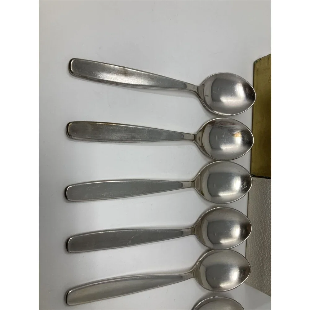 90 21 Silverplate Bavaria Germany Spoon Set 0f 6 Vintage 5.5” Demitasse Dessert